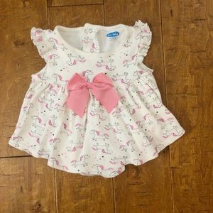 Bon Bebe 12 month onesie white unicorn dress